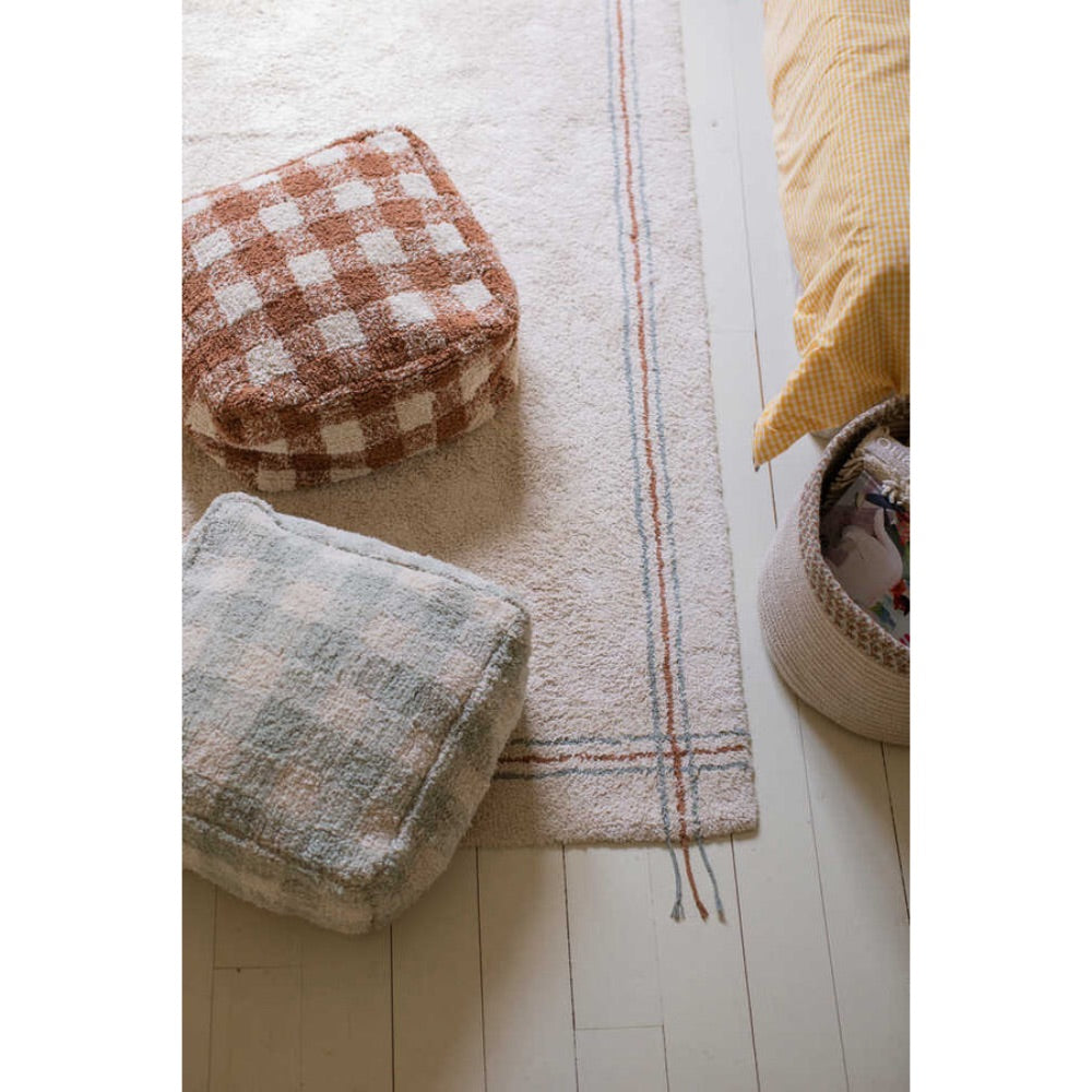 round blue floor pouf cotton