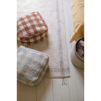 round blue floor pouf cotton