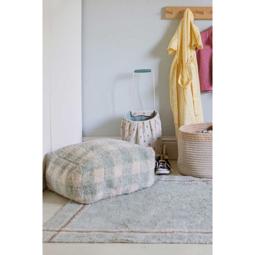round blue floor pouf cotton