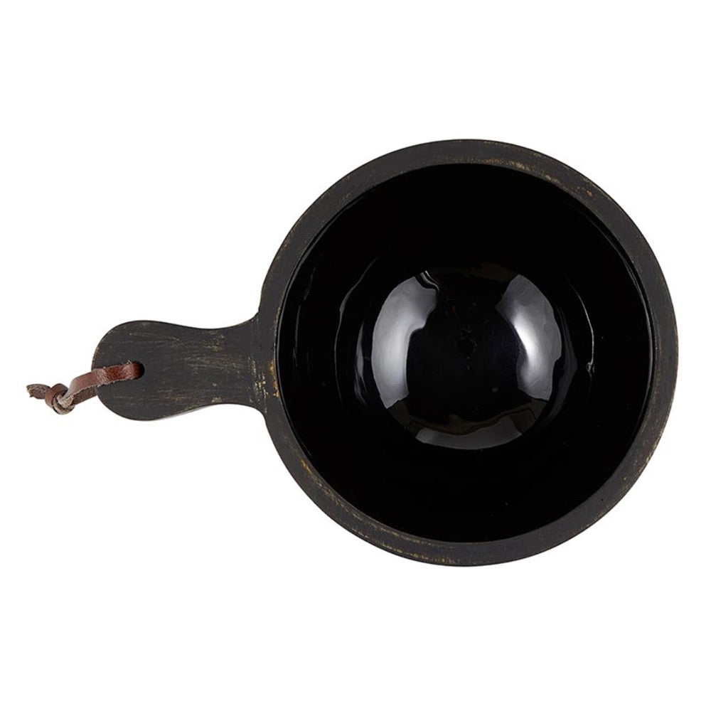 enamel black mango wood bowl handle