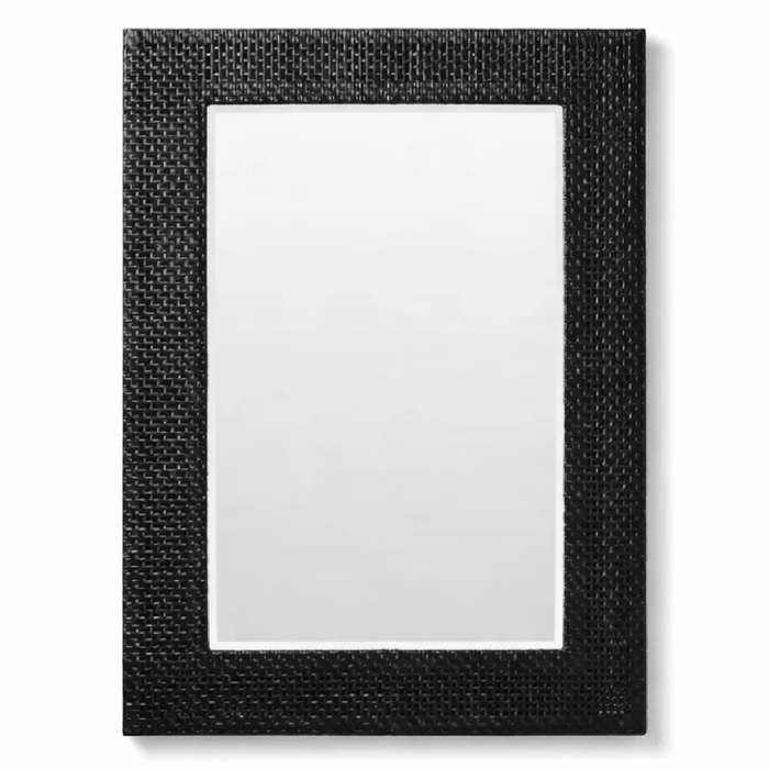 Black woven picture frame on a white background