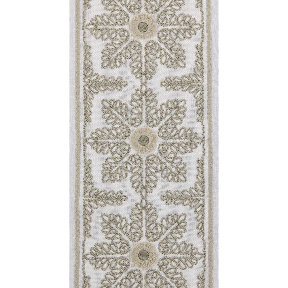 ivory linen blend drapes taupe floral embroidered edge