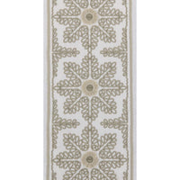 ivory linen blend drapes taupe floral embroidered edge