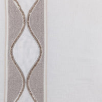 ivory linen blend curtain panels silver gold embroidered trim