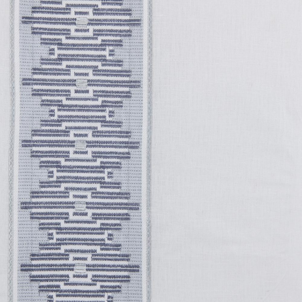 white linen blend curtain panels gray silver embroidered edge