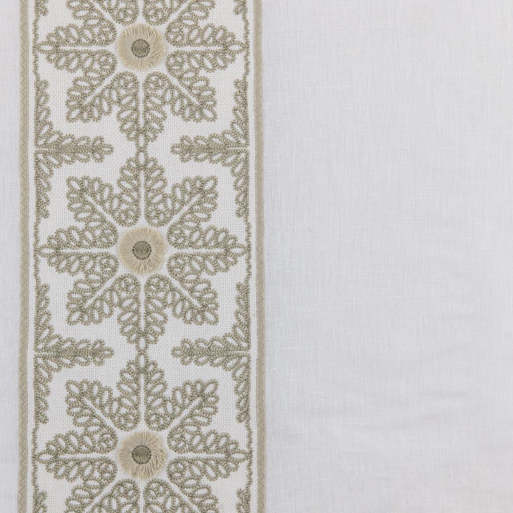 ivory linen blend drapes taupe floral embroidered edge