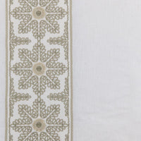 ivory linen blend drapes taupe floral embroidered edge