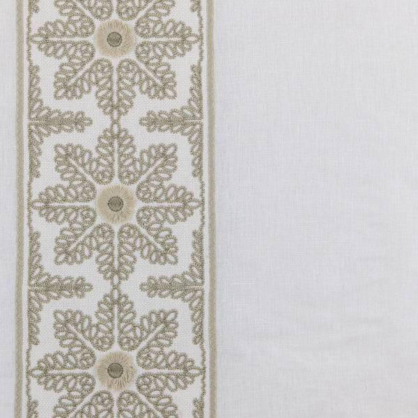 ivory linen blend drapes taupe floral embroidered edge