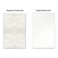 Comparison of Barloga Studios' Feathers Ring Neck Pheasant Right Photography Art (available in multiple sizes and styles) with Nepalese Handmade and English Watercolor paper, highlighting the differences in texture. Frameless hanging options are available for a modern display.