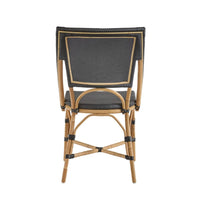 black mesh seat back bistro chair natural rattan frame contemporary