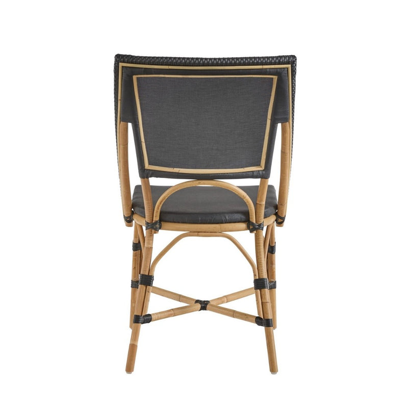 black mesh seat back bistro chair natural rattan frame contemporary