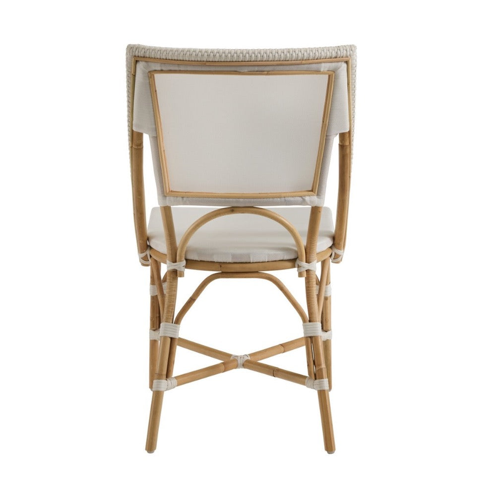 off-white mesh seat back bistro chair natural rattan frame contemporary