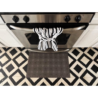 vinyl floor cloth black patterned mat