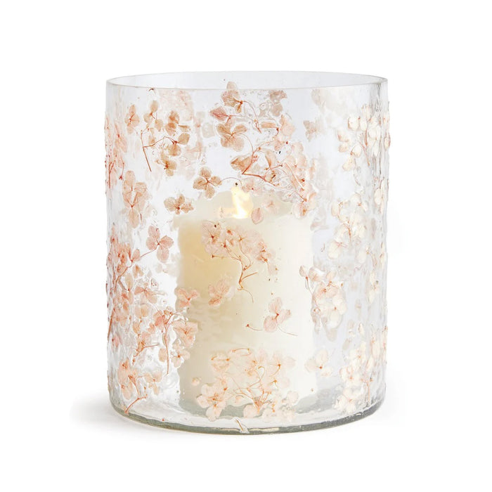 blossoms floral glass hurricane candle decor