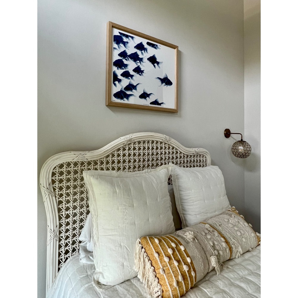framed wall art blue fish bed pillows 