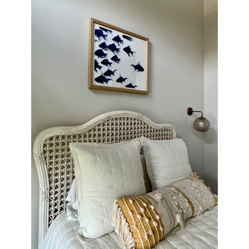 framed wall art blue fish bed pillows 