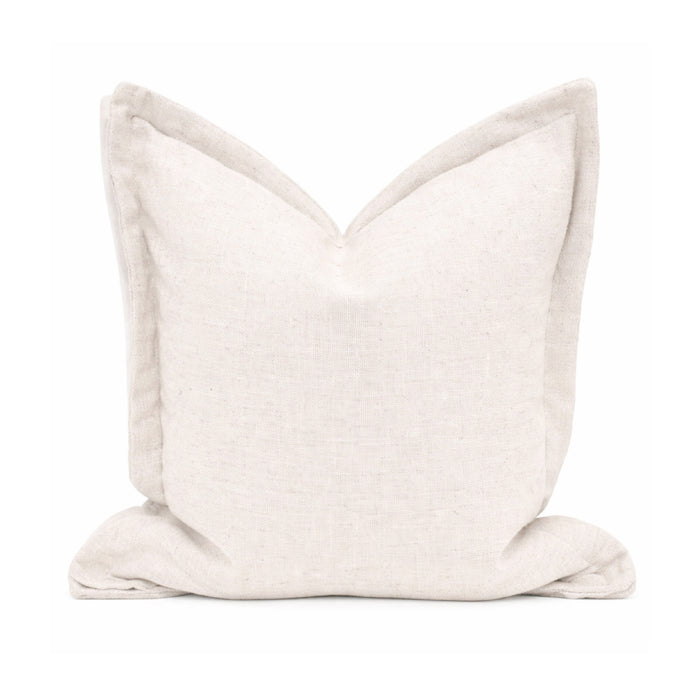 textured cream linen fabric 22" square throw pillow neutral set 