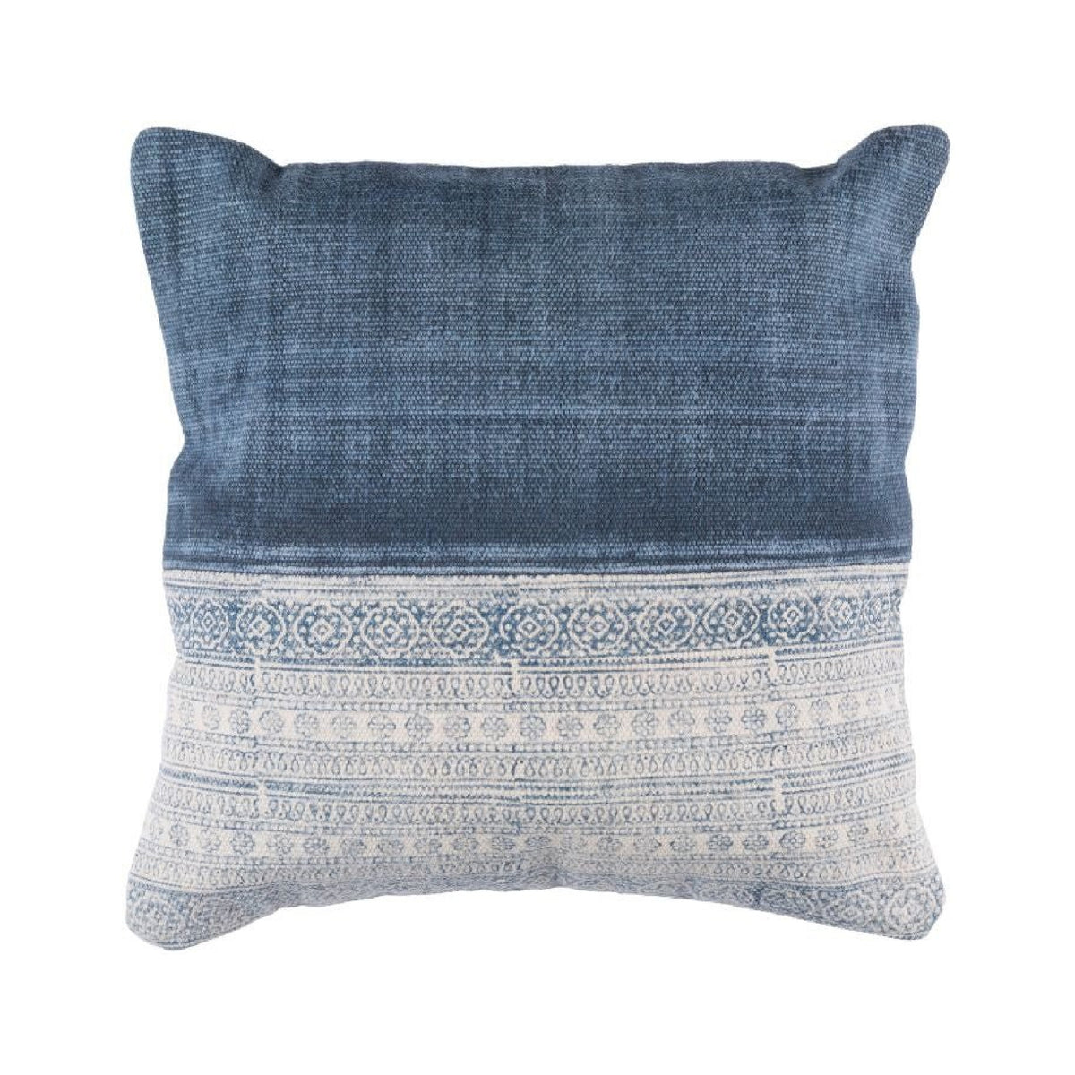 Blue and white pattern 22" square pillow