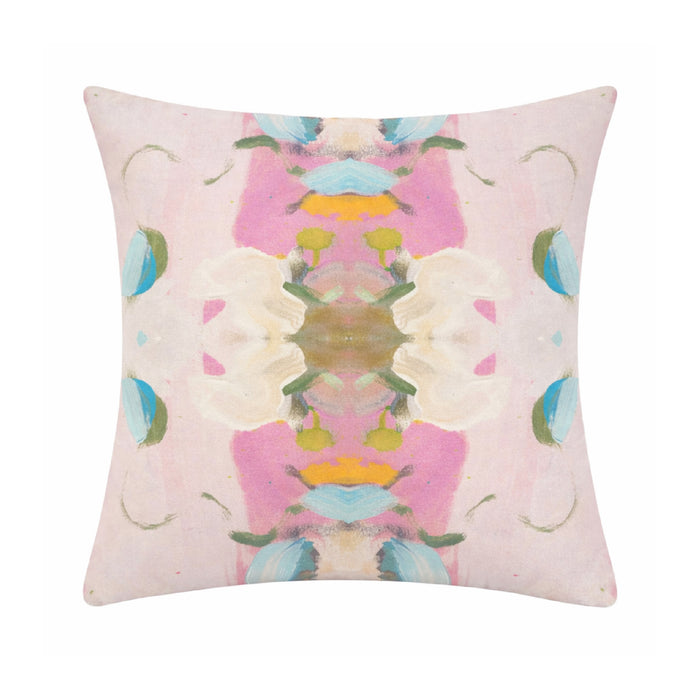 Pink blue green abstract 22" square pillow