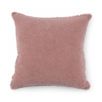22" square blush velvet pillow with mini pom poms