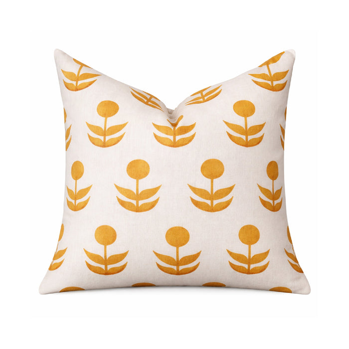 20" square throw pillow with  Mustard Flowers