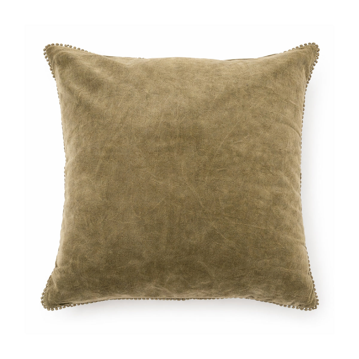 velvet 22" square pillow pom pom moss
