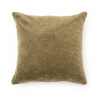 velvet 22" square pillow pom pom moss