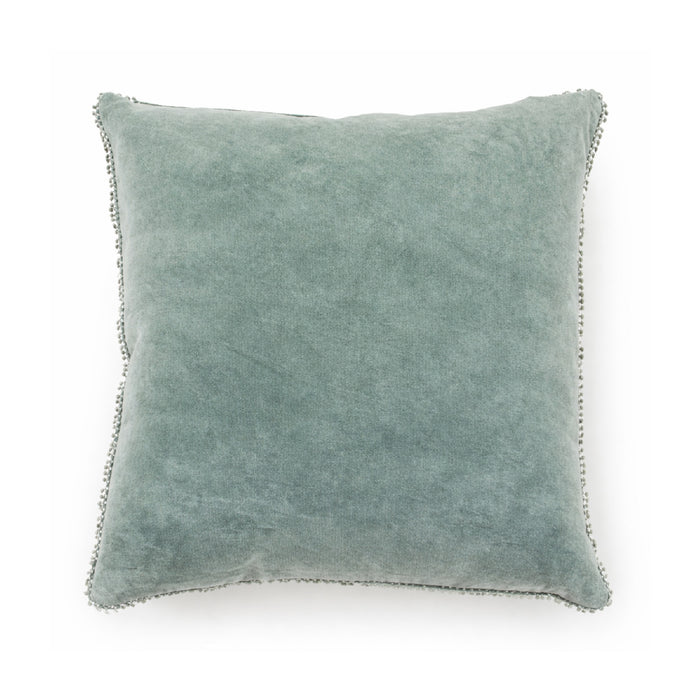 Sage Green Velvet Pom Pom 22" square Pillow 