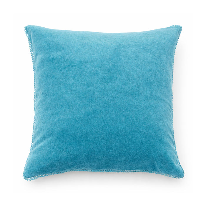 Indigo Blue Velvet Pom Pom 22" square Pillow 
