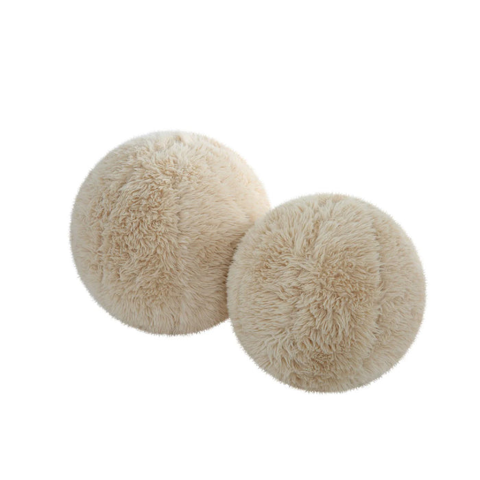 ball throw pillows faux sheepskin caramel natural 12" Diameter