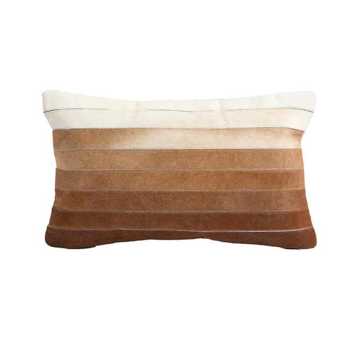 tan hombre lumbar cowhide accent pillow