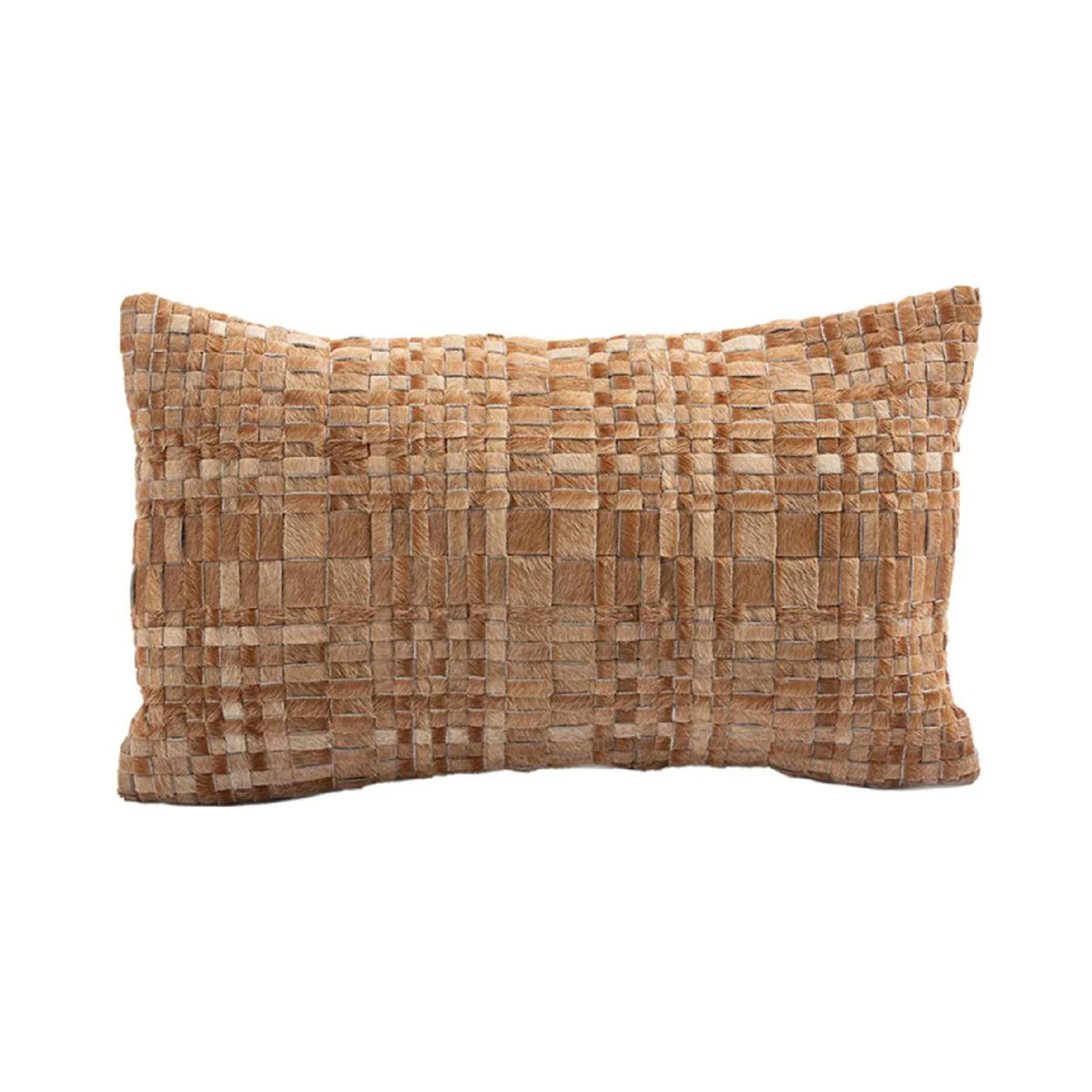 natural tan woven hair on hide lumbar pillow