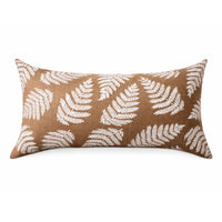 ginger brown lumbar pillow white ferns 24x14