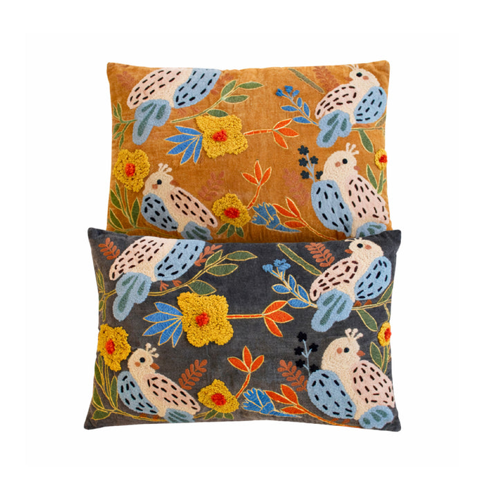 embroidery pillows birds multi color set of 2 each pillow is 23X15"