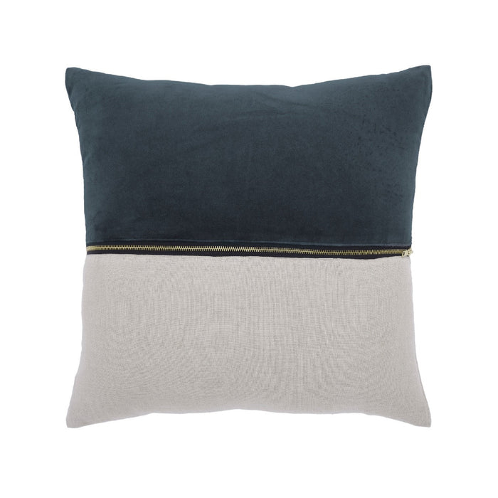 20" square throw pillow linen zipper charcoal velvet 