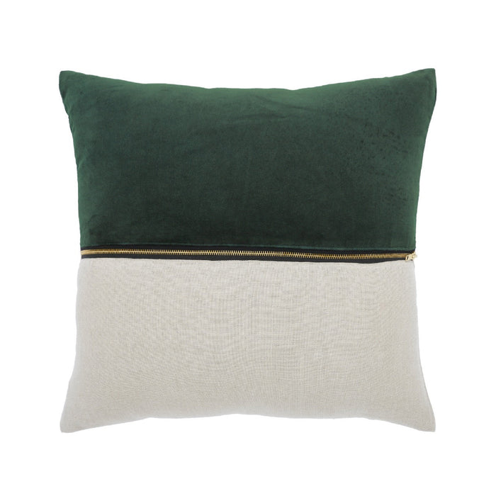 20" square throw pillow linen zipper green velvet 