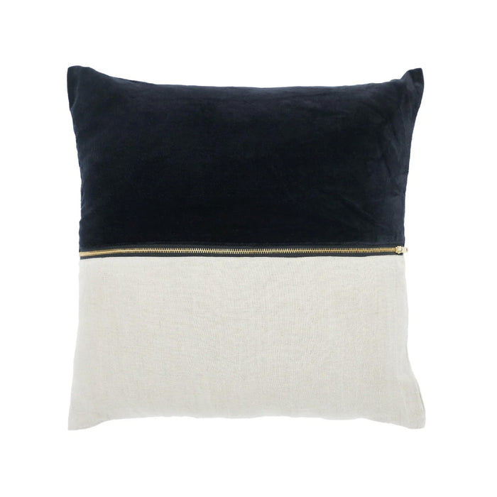 20" square throw pillow linen zipper black velvet 