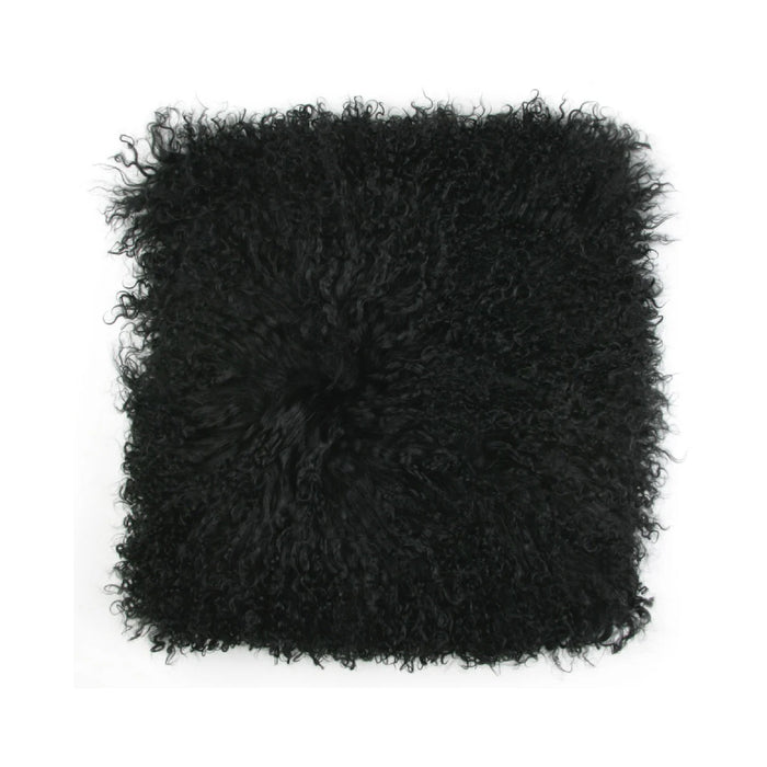 pillow longwool sheepskin 20" square black