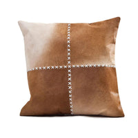 natural tan dyed hide pillow square 20"