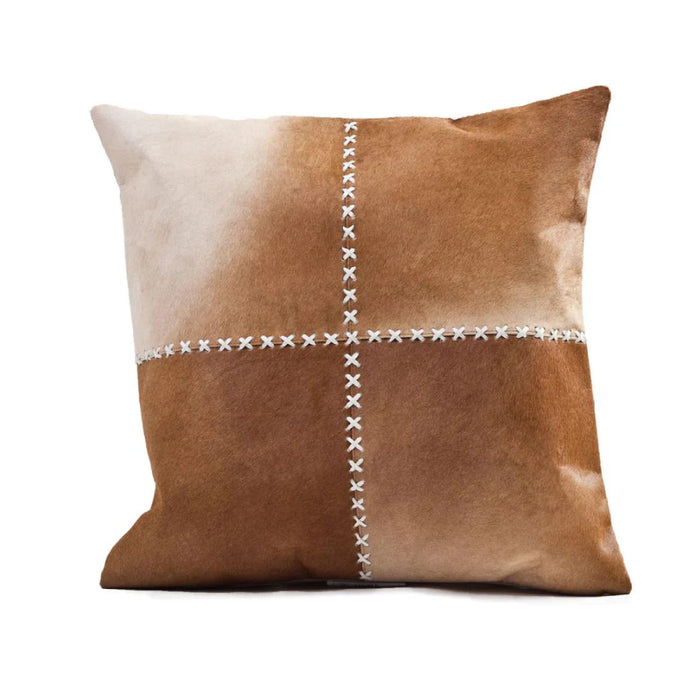 natural tan dyed hide pillow square 20"