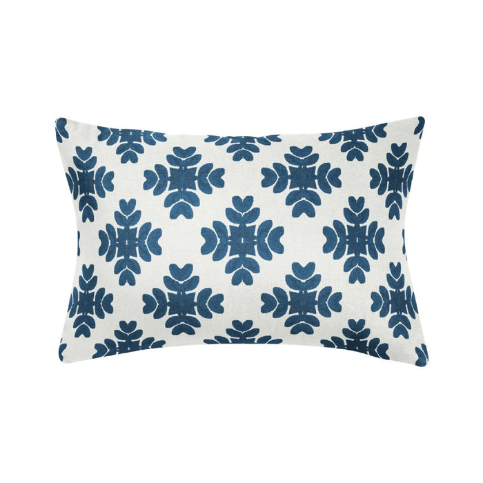 navy white patterned throw pillow