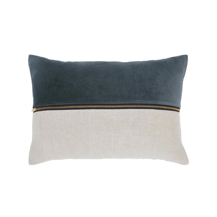 throw lumbar pillow linen zipper charcoal velvet 