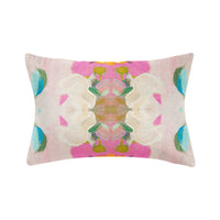 Pink blue green abstract pillow - lumbar pillow