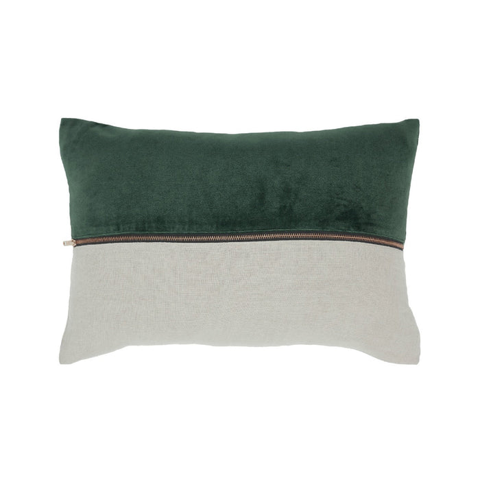 throw lumbar pillow linen zipper green velvet 