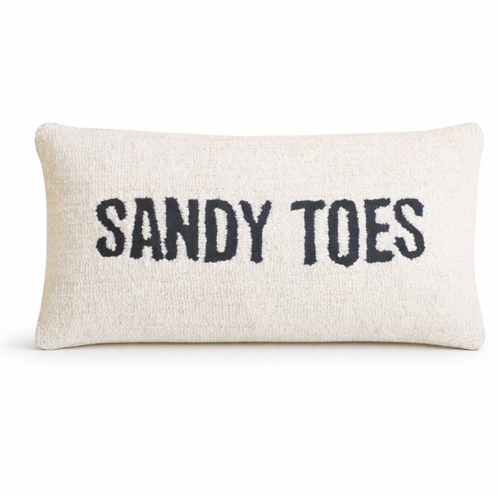 sandy toes hand hooked pillow 28x14