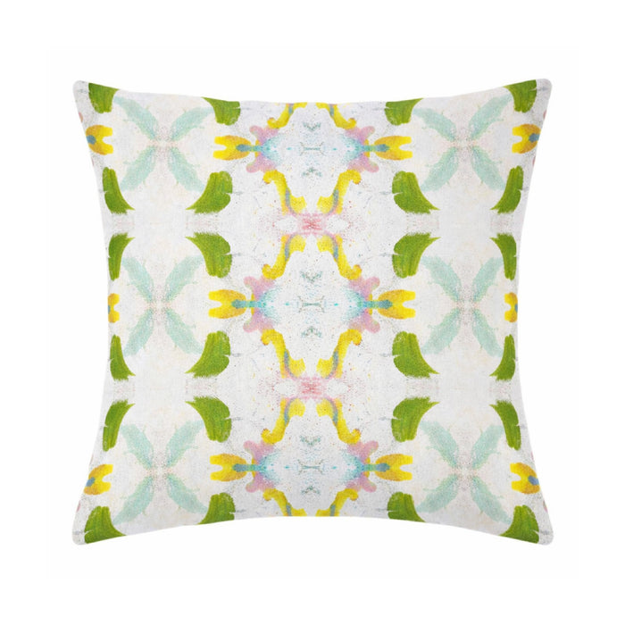 kaleidoscope pattern green yellow white aqua accent pillow square
