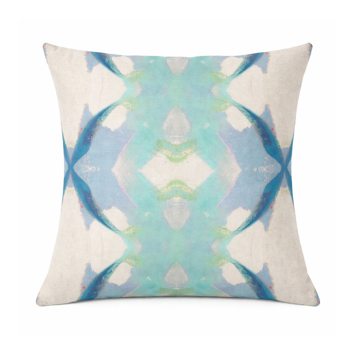 kaleidoscope pattern blues aqua accent pillow square