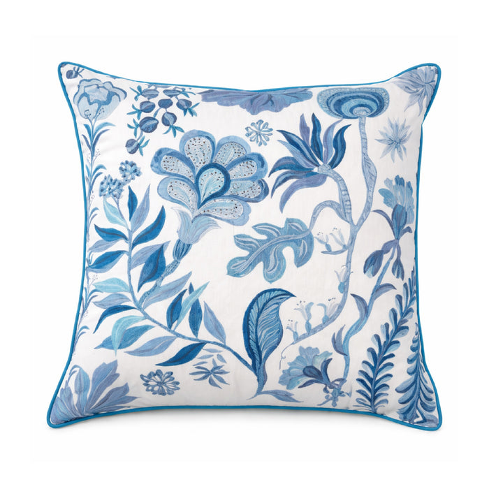 Unique blue and white flowery pattern 22" sqaure pillow 