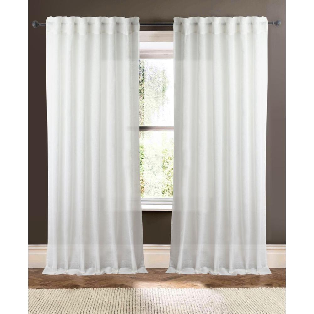 plain ivory linen sheer curtain panels