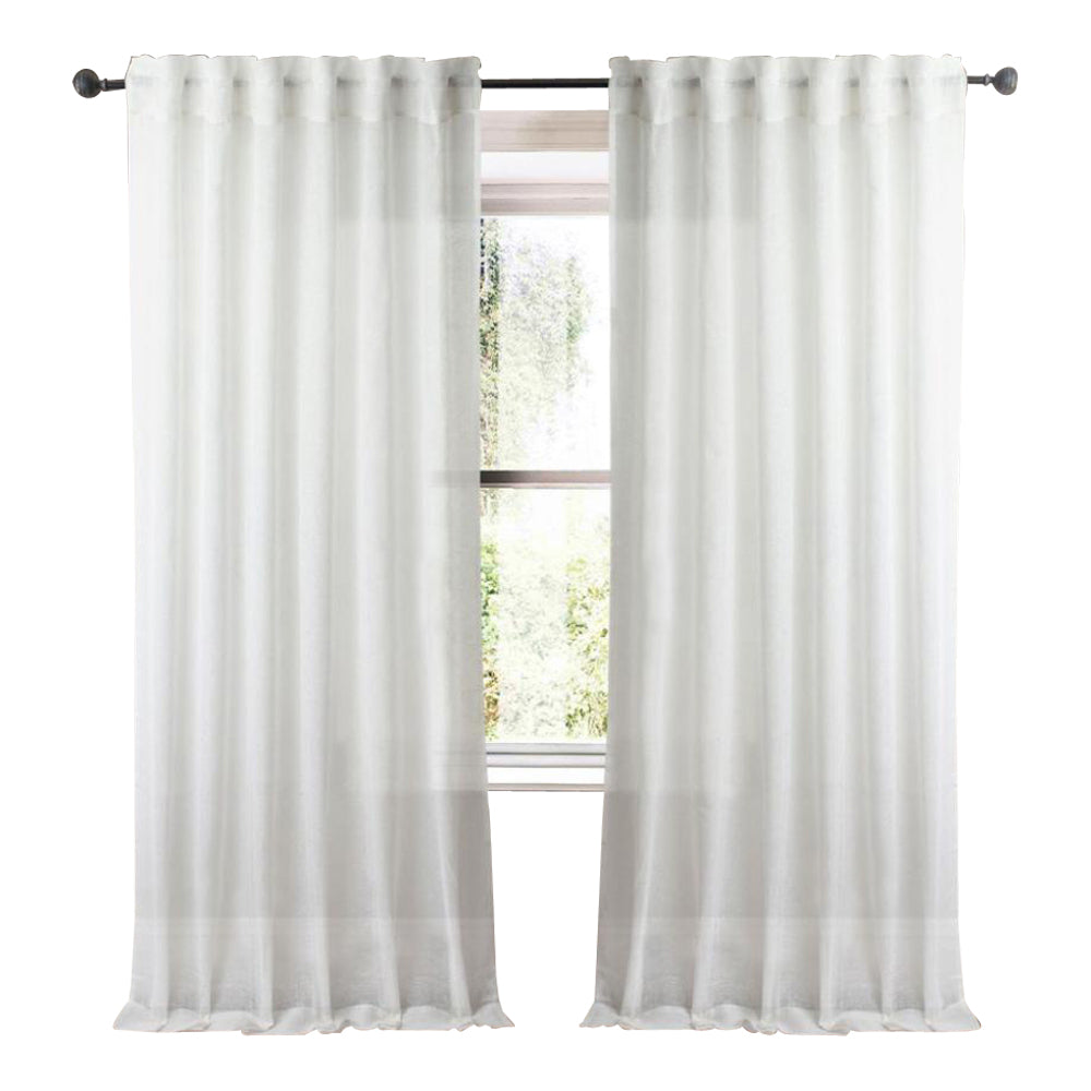 plain ivory linen sheer curtain panels